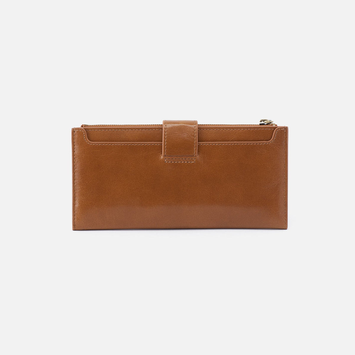 HOBO Dunn Continental Wallet In Polished Leather - Truffle