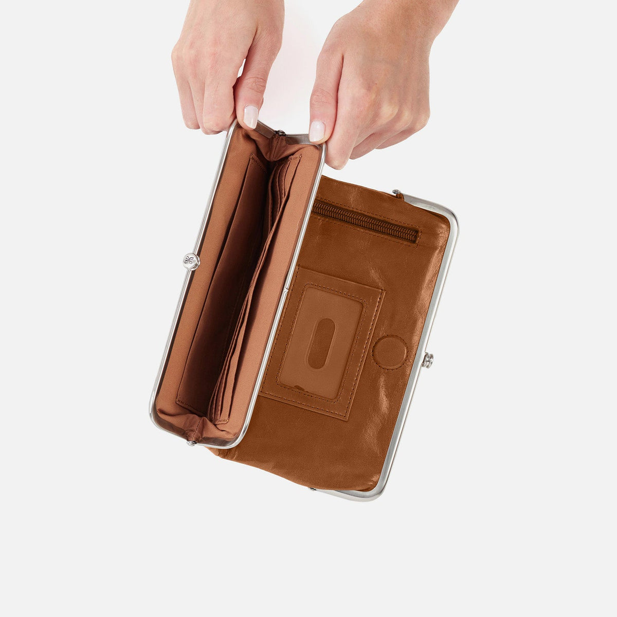 HOBO Lauren Clutch-Wallet In Polished Leather - Truffle