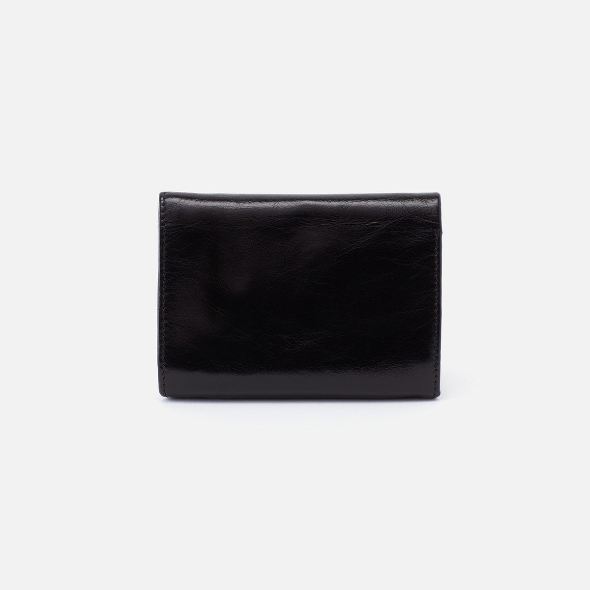 HOBO Robin Compact Wallet In Polished Leather - Black