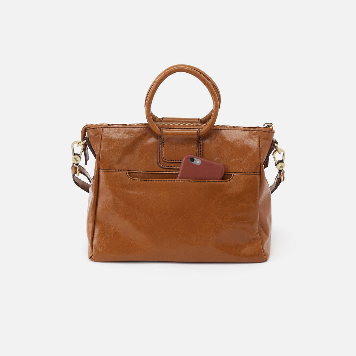HOBO Sheila Medium Satchel In Polished Leather - Truffle
