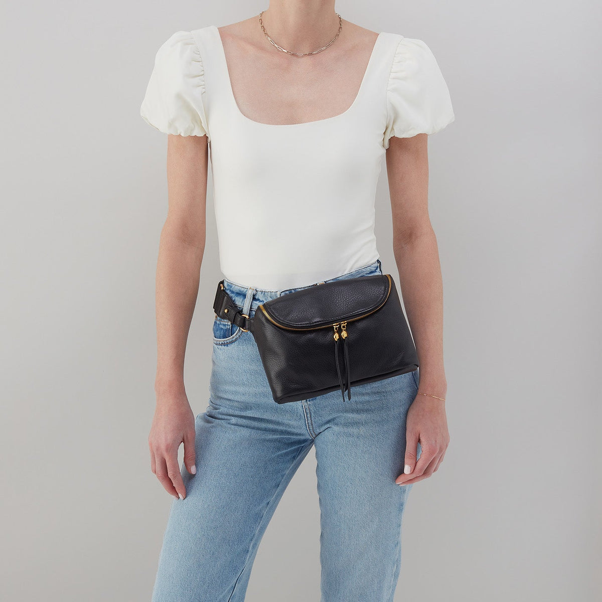 HOBO Fern Large Belt Bag In Pebbled Leather - Black