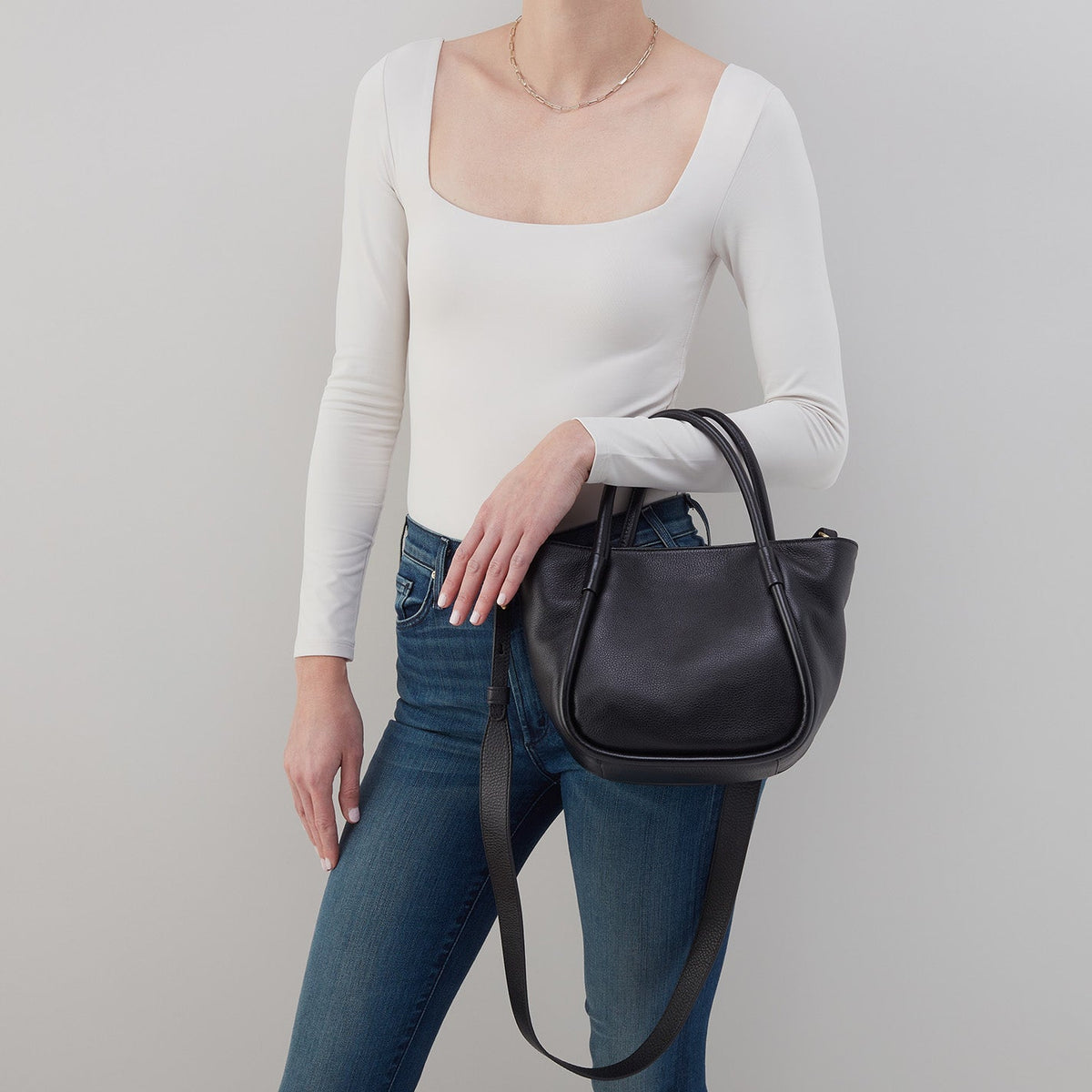 HOBO Margot Satchel In Pebbled Leather - Black