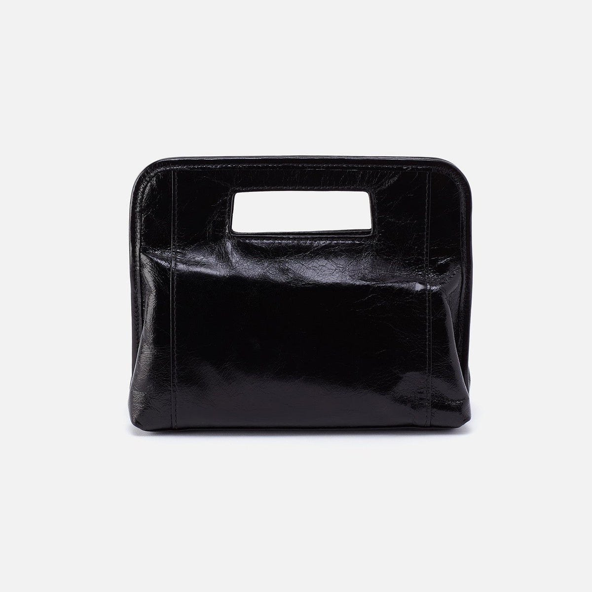 HOBO Ace Clutch In Polished Leather - Black