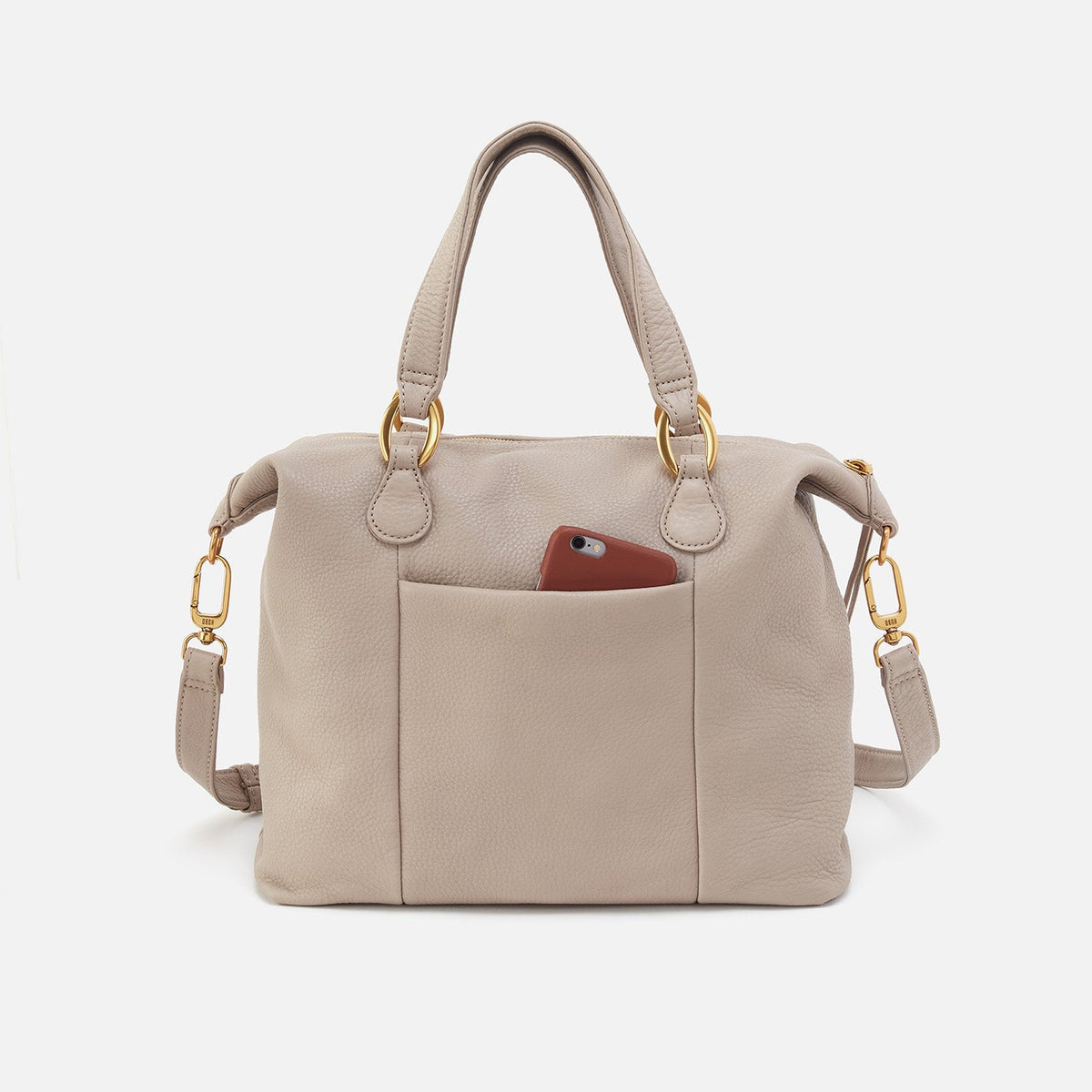 HOBO Harley Satchel In Pebbled Leather - Taupe