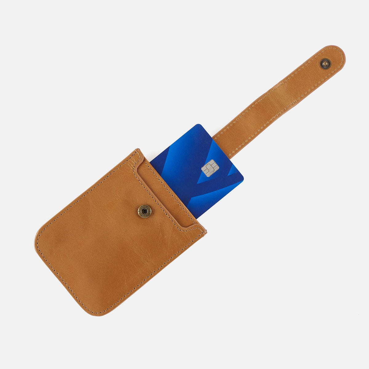 HOBO Dunn Card Case In Polished Leather - Natural