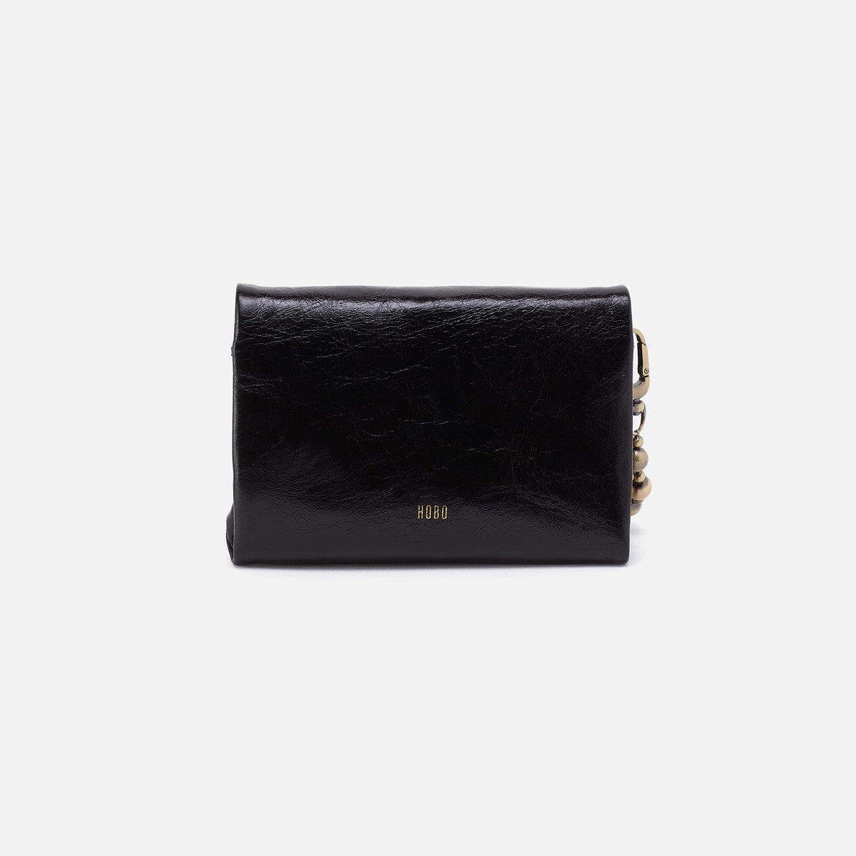 HOBO Ross Bead Wristlet In Polished Leather - Black