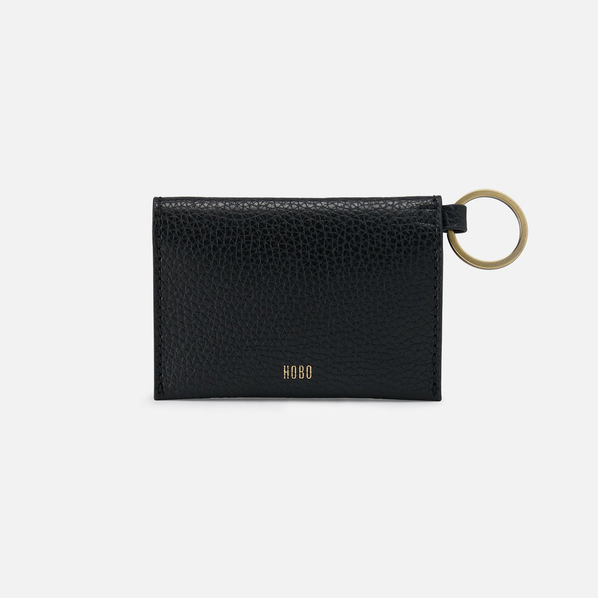 HOBO Vida Card Case in Micro Pebbled Leather - Black