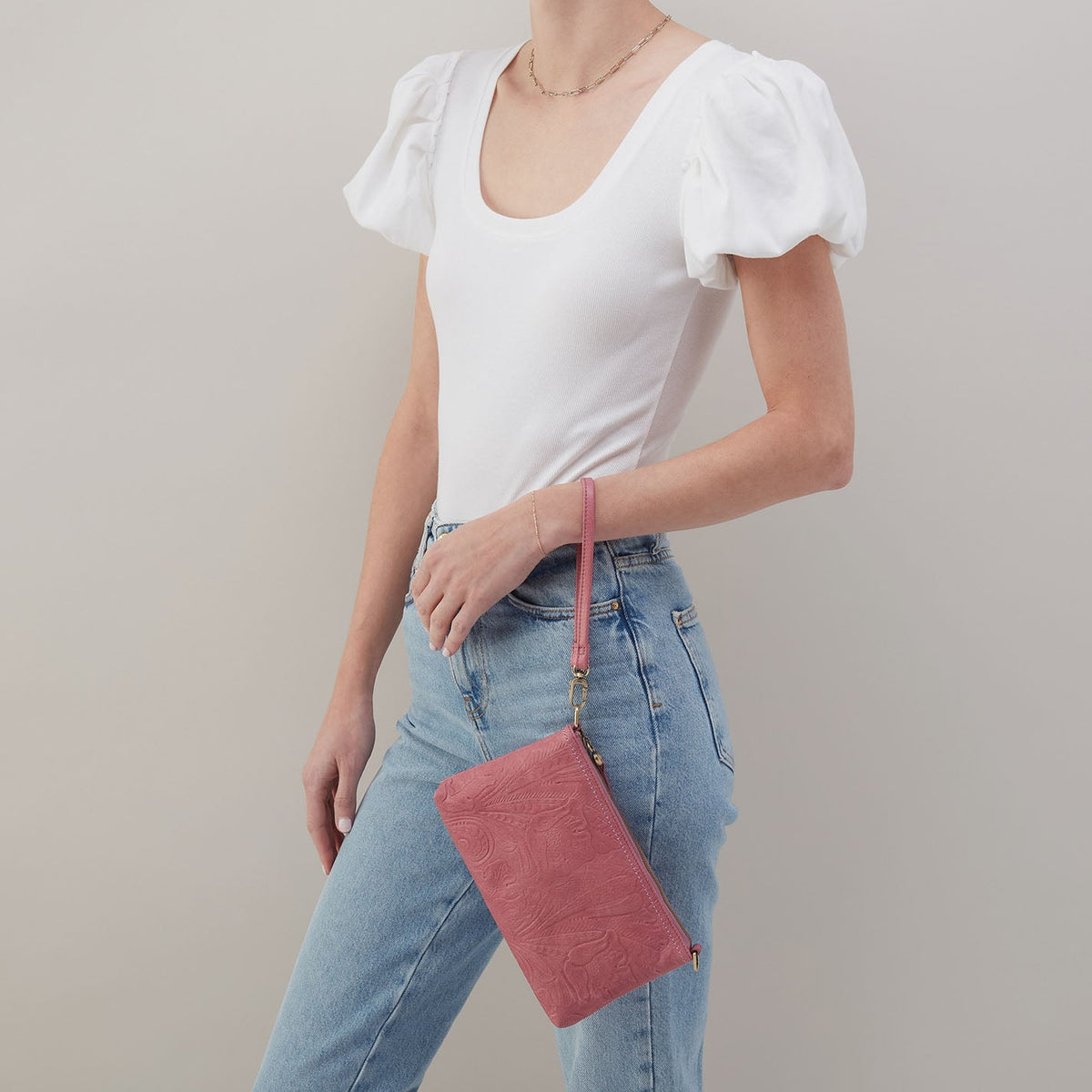 HOBO Darcy Crossbody In Tooled Embossed Leather - Mauve Tooled Emboss