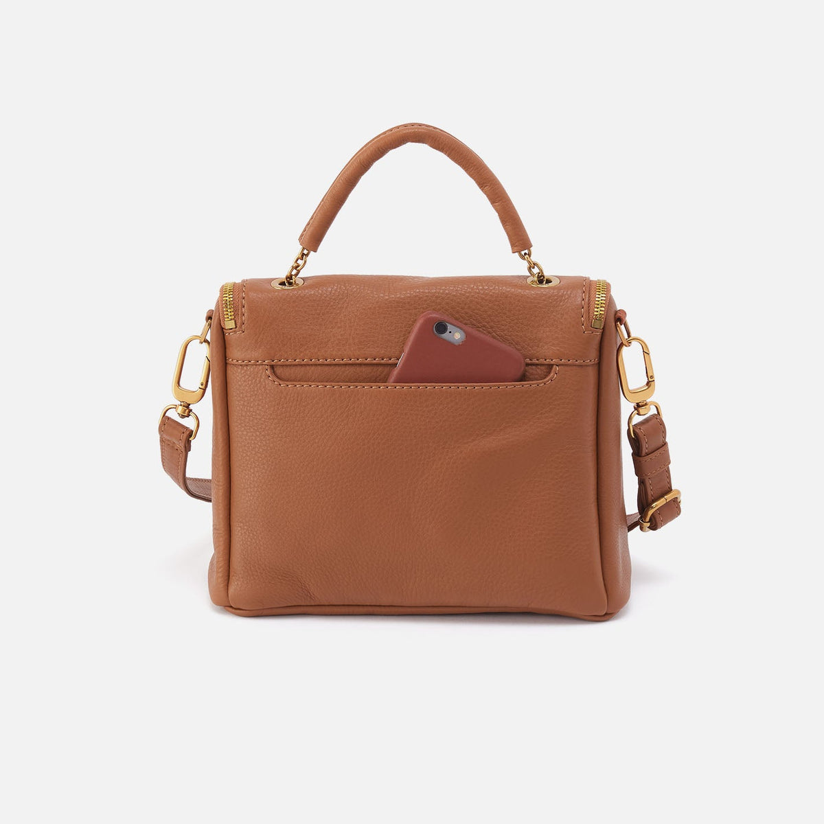 HOBO Fern Top Handle Satchel In Pebbled Leather - Warm Honey