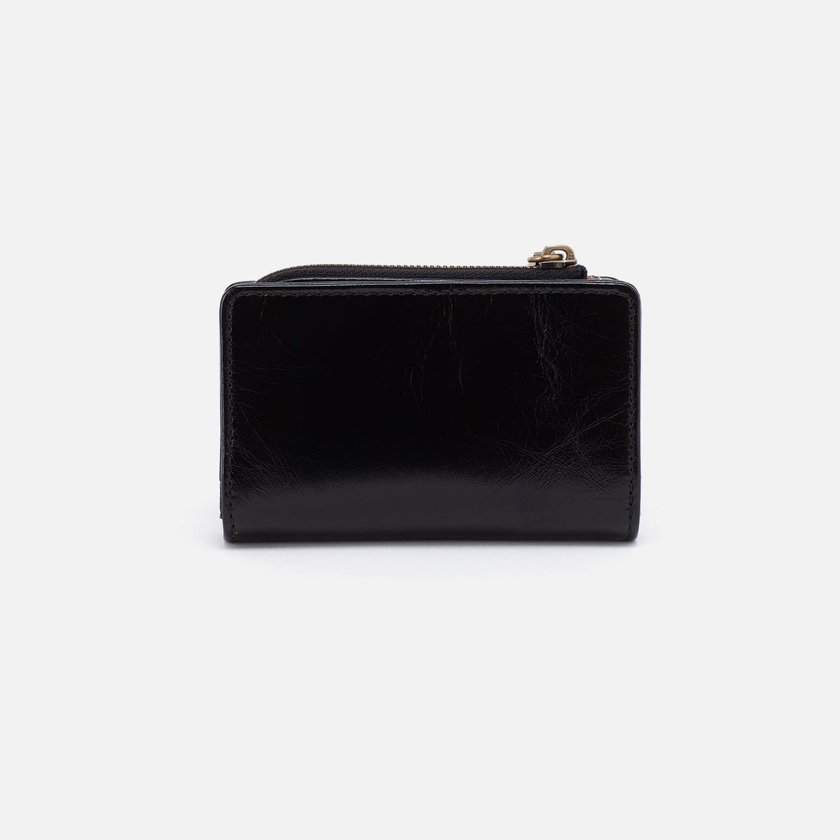 HOBO Jill Card Case In Polished Leather - Black