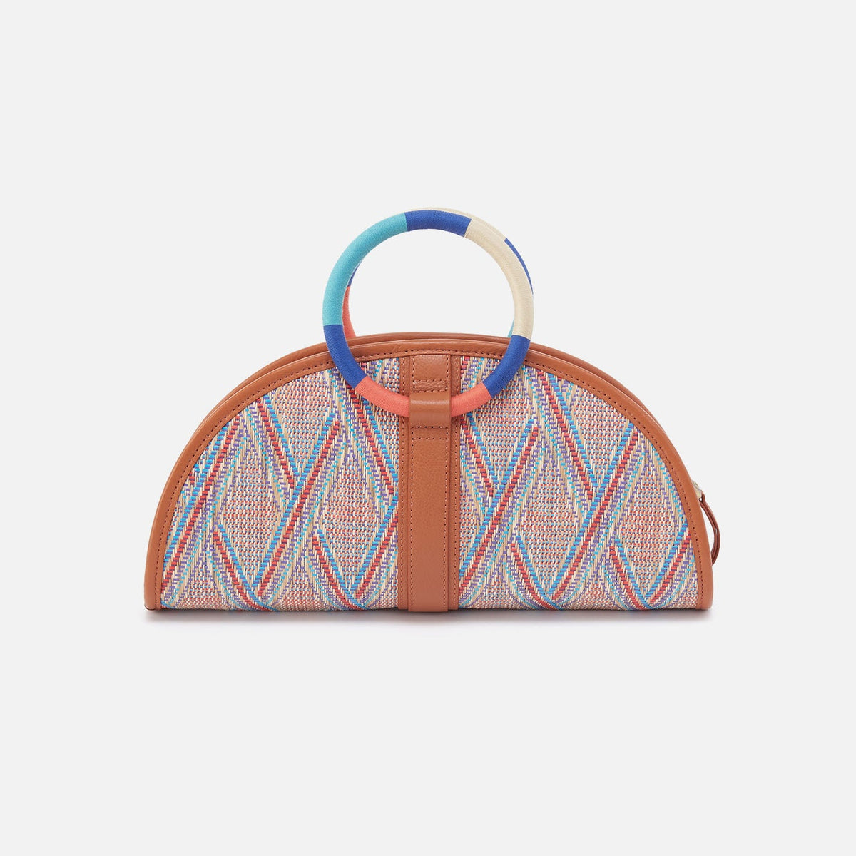 HOBO Luna Clutch In Multi Weave With Leather Trim - Sunset Raffia
