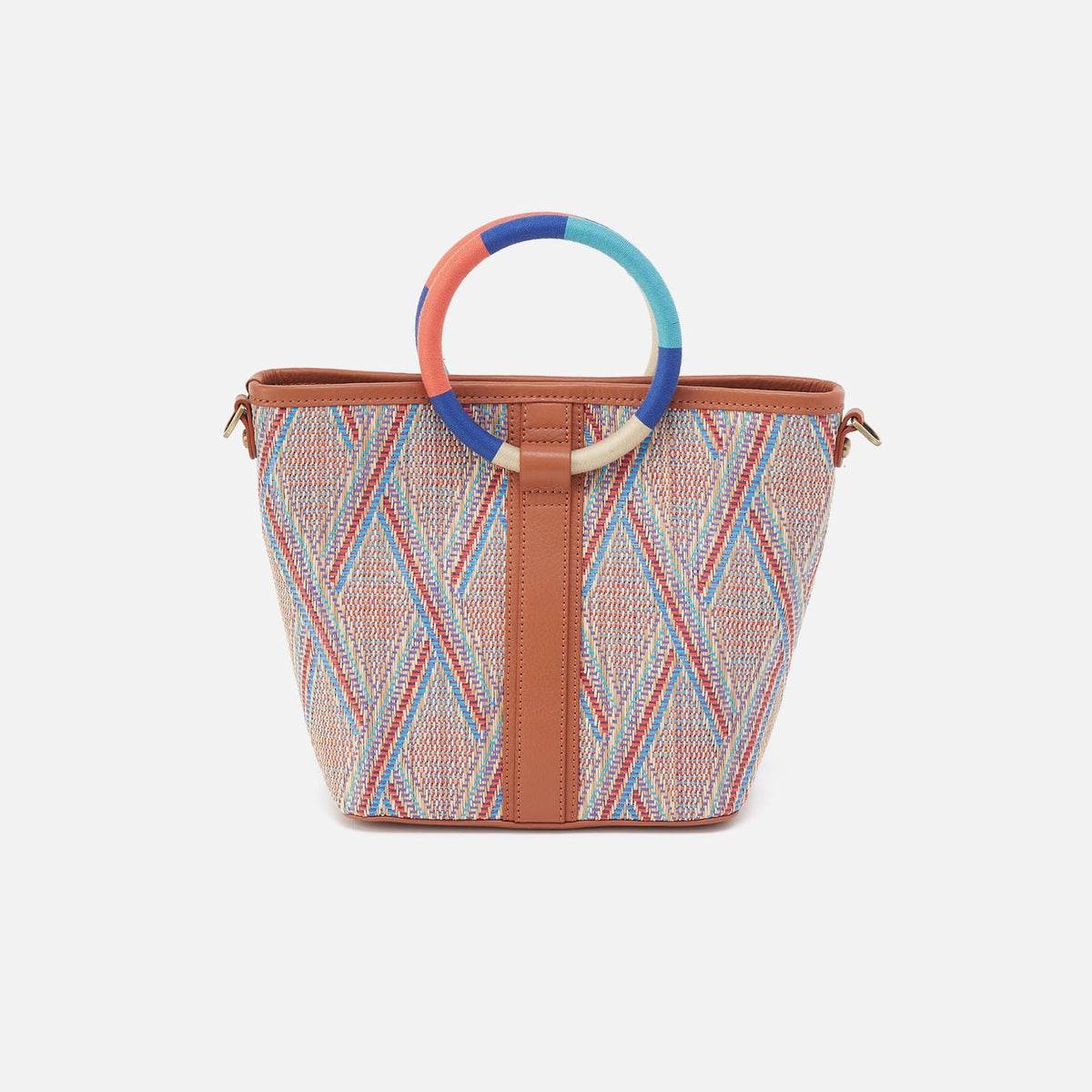 HOBO Luna Small Tote In Multi Weave With Leather Trim - Sunset Raffia