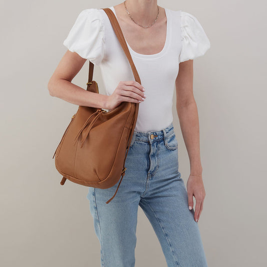 HOBO Merrin Convertible Backpack In Pebbled Leather - Warm Honey