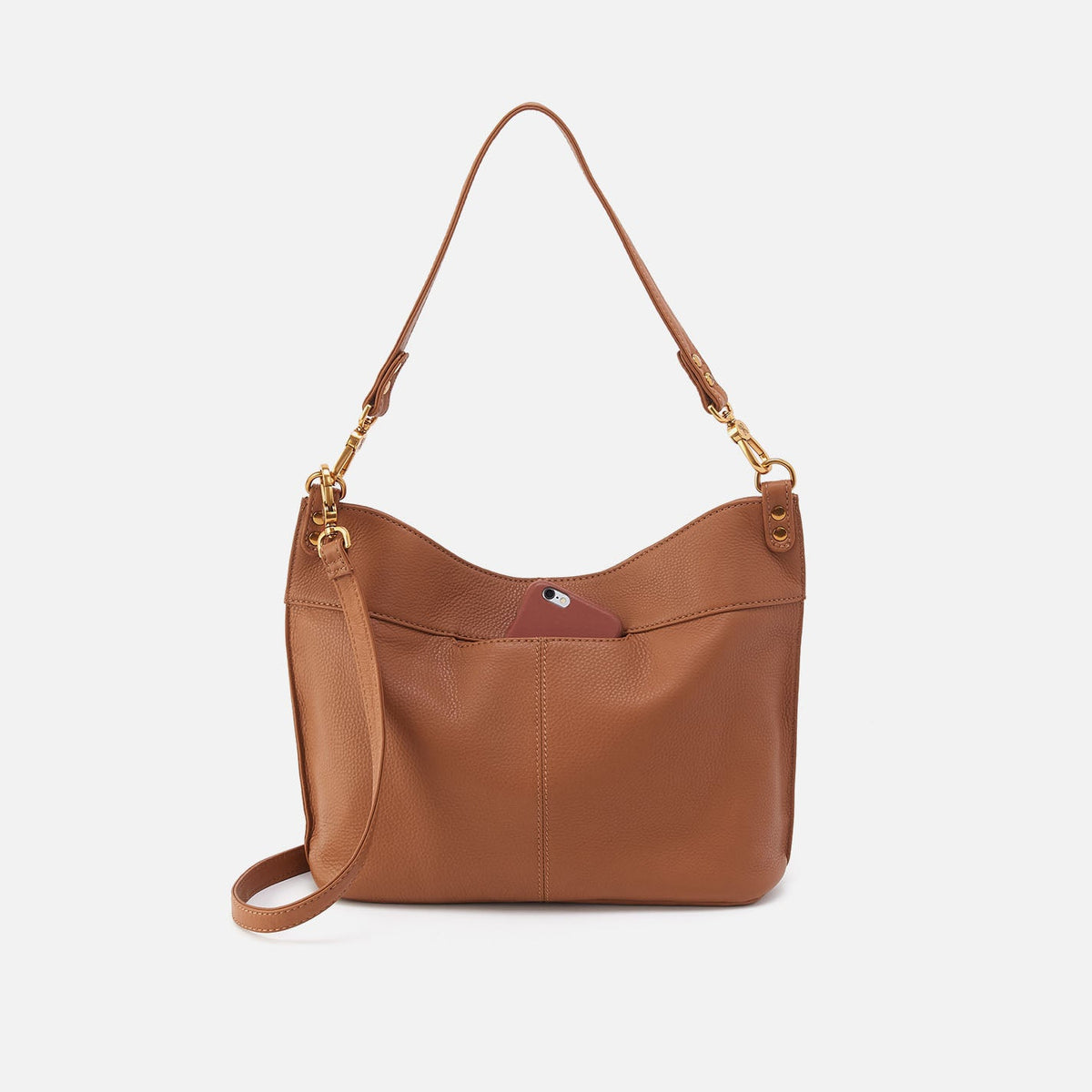 HOBO Pier Shoulder Bag In Pebbled Leather - Warm Honey