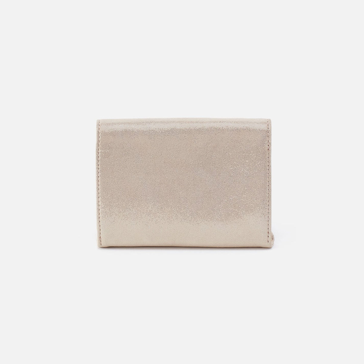 HOBO Robin Compact Wallet In Metallic Leather - Sand Shimmer