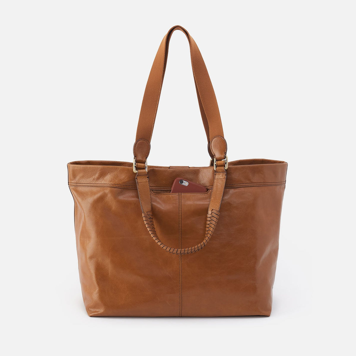 HOBO Romy Max Tote In Polished Leather - Truffle