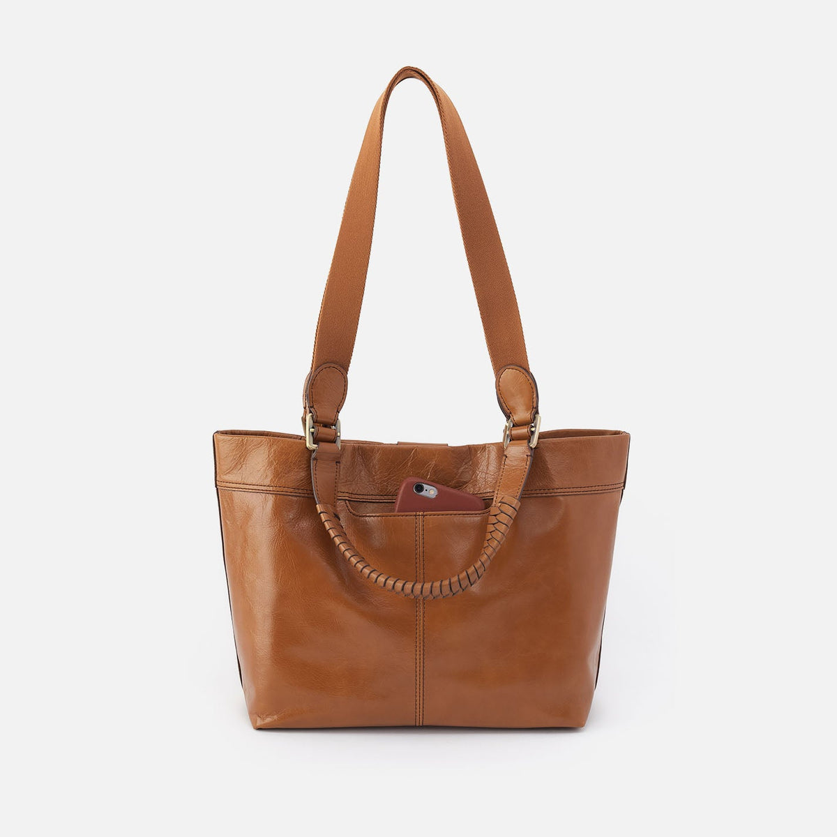 HOBO Romy Medium Tote In Polished Leather - Truffle