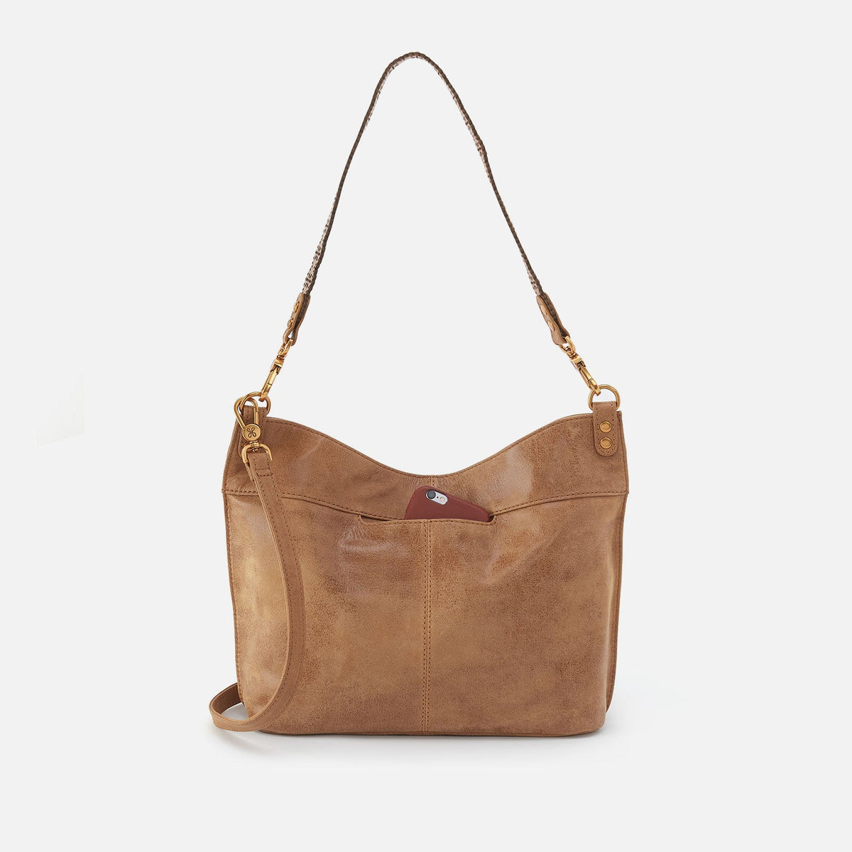 HOBO Pier Shoulder Bag In Buffed Leather - Whiskey