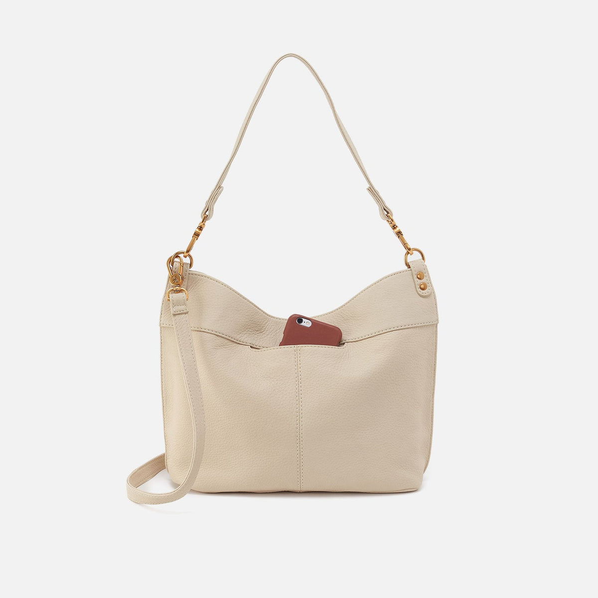 HOBO Pier Shoulder Bag In Pebbled Leather - Embroidered Birch