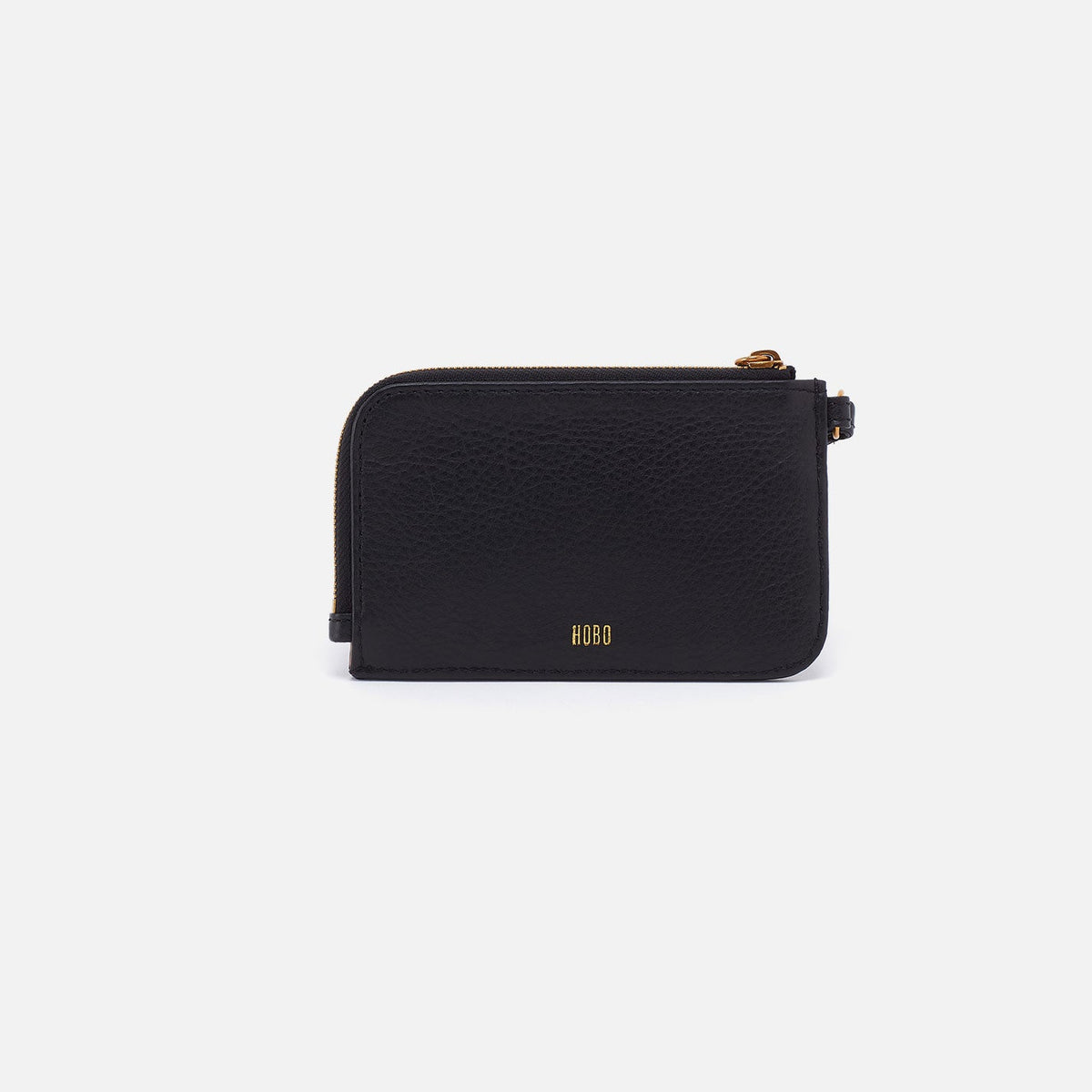HOBO Tabby Card Wristlet In Pebbled Leather - Black