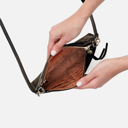 HOBO Darcy Crossbody In Polished Leather - Black