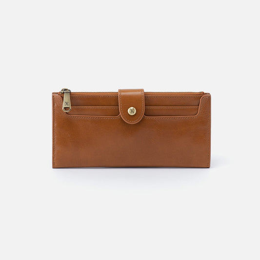 HOBO Dunn Continental Wallet In Polished Leather - Truffle