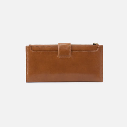 HOBO Dunn Continental Wallet In Polished Leather - Truffle