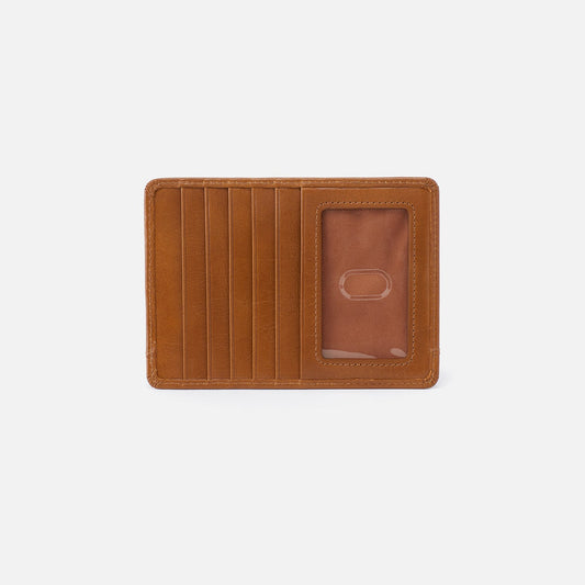 HOBO Euro Slide Card Case In Polished Leather - Truffle