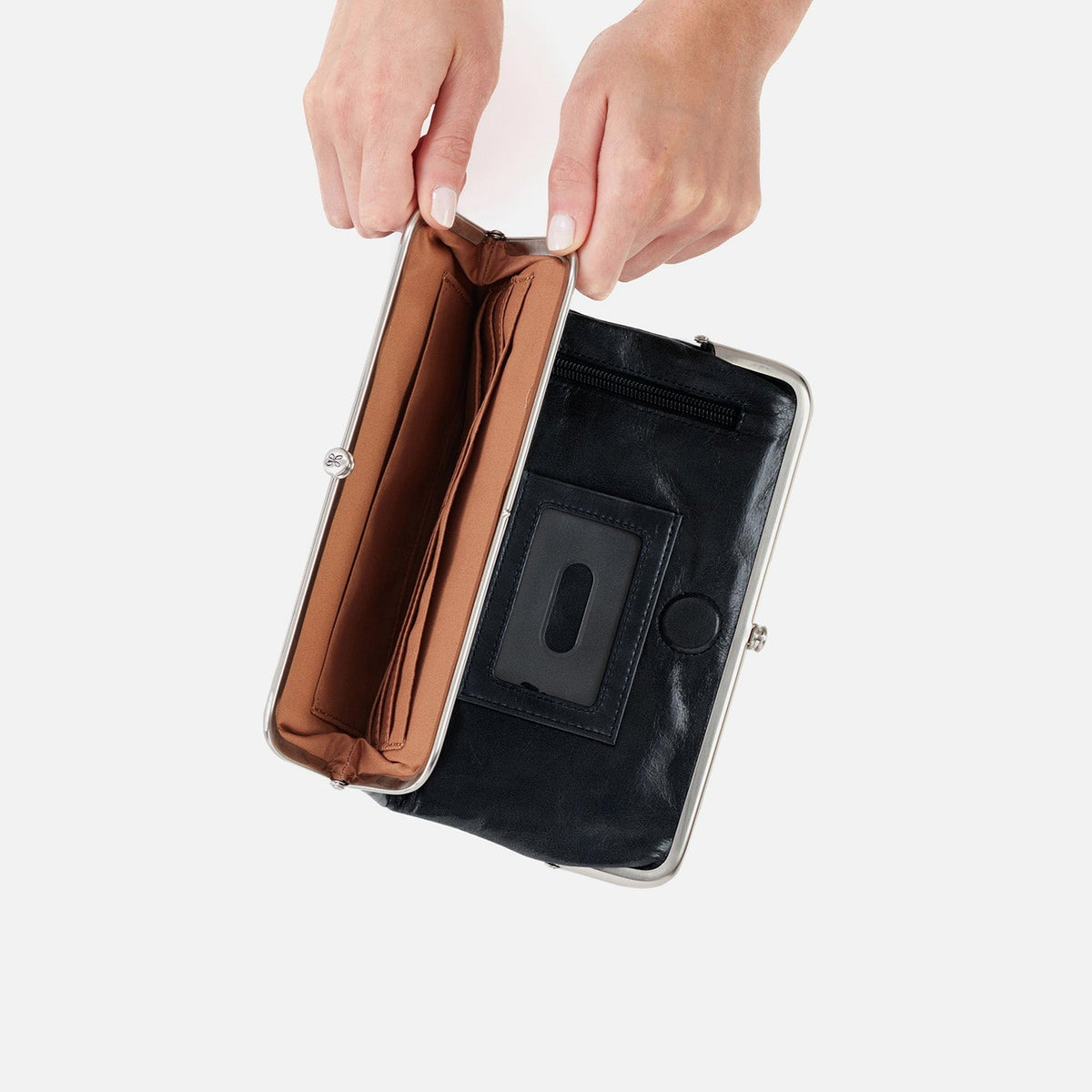 HOBO Lauren Clutch-Wallet In Polished Leather - Black