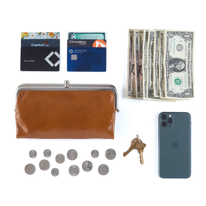 HOBO Lauren Clutch-Wallet In Polished Leather - Truffle