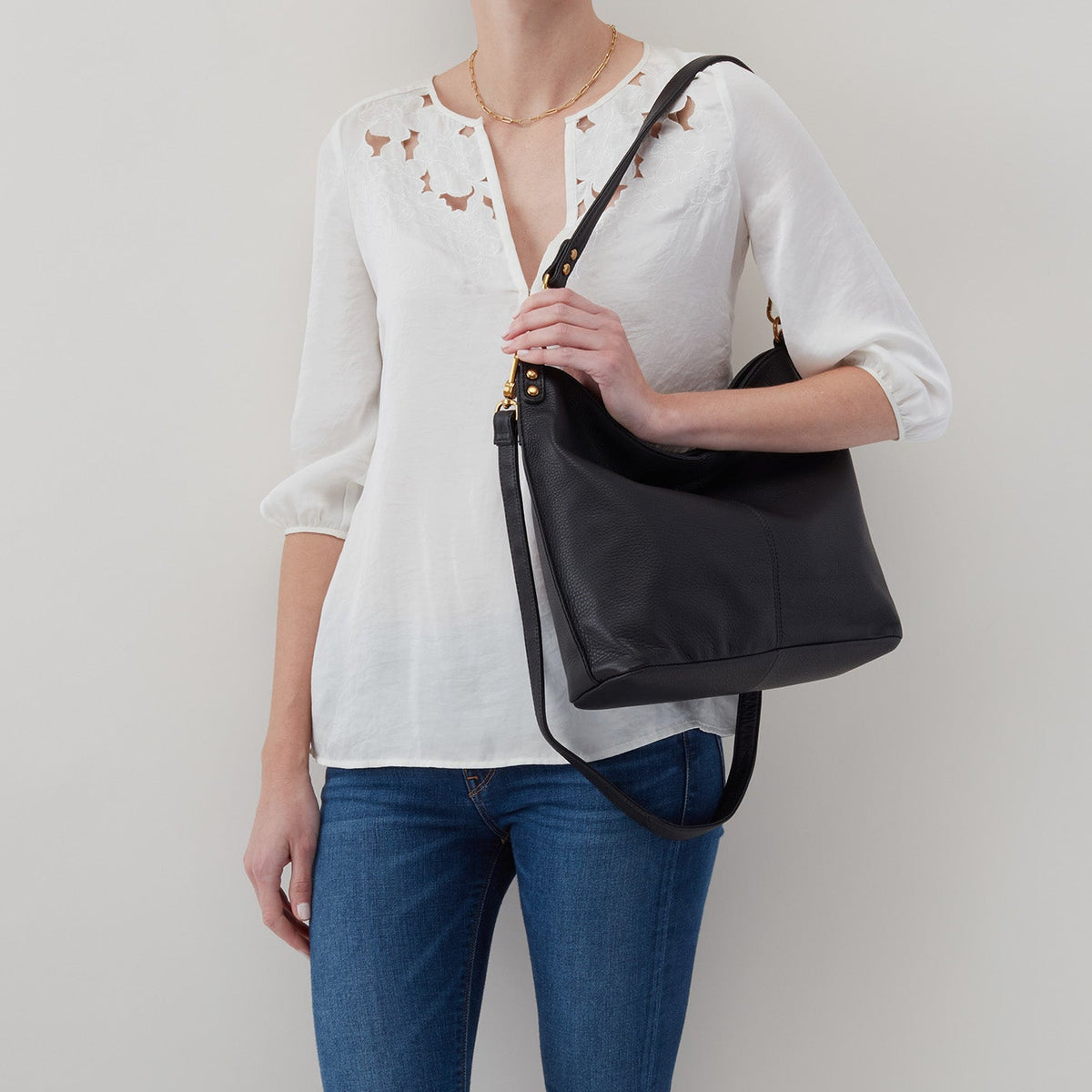 HOBO Pier Shoulder Bag In Pebbled Leather - Black