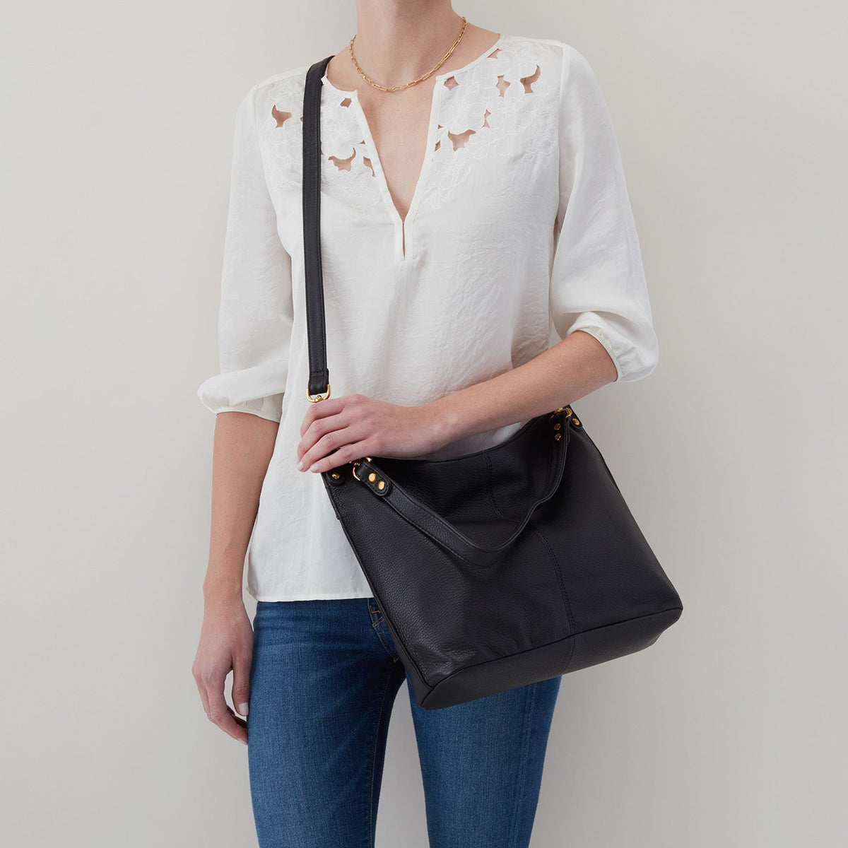 HOBO Pier Shoulder Bag In Pebbled Leather - Black