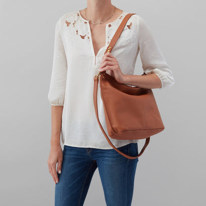 HOBO Pier Shoulder Bag in Pebbled Leather - Cashew
