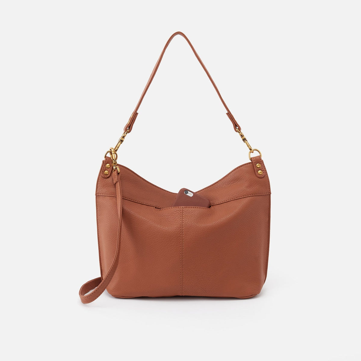 HOBO Pier Shoulder Bag in Pebbled Leather - Cashew