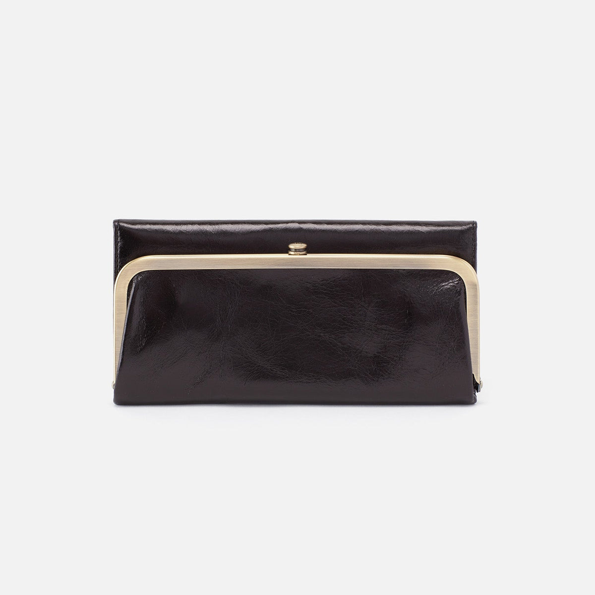 HOBO Rachel Continental Wallet In Polished Leather - Black