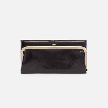 HOBO Rachel Continental Wallet In Polished Leather - Black