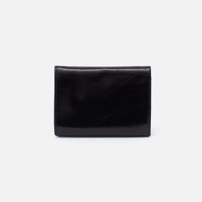 HOBO Robin Compact Wallet In Polished Leather - Black