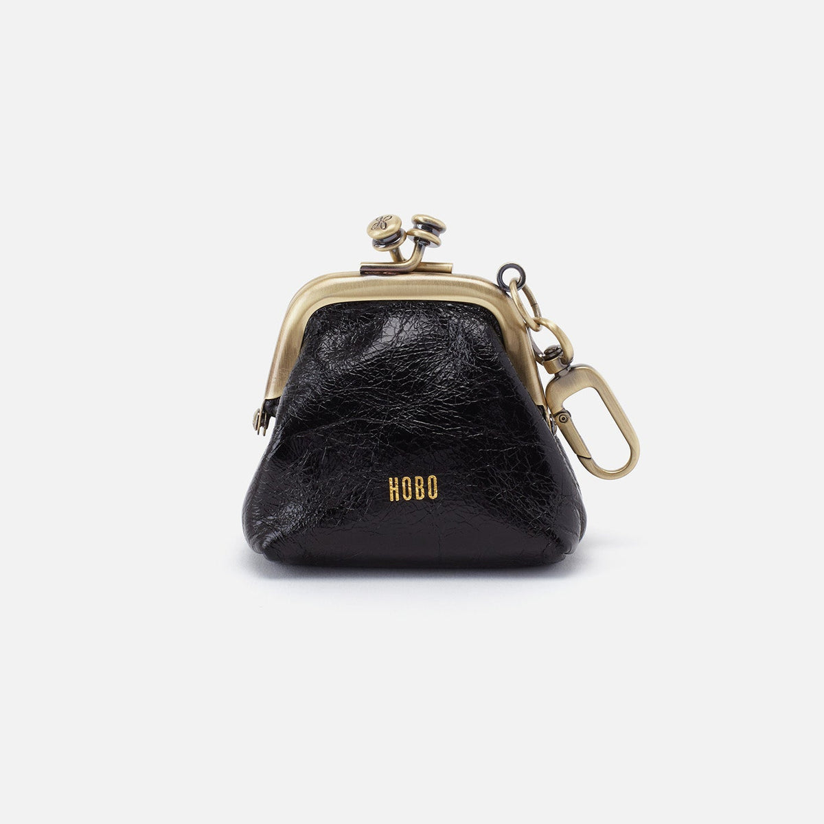 HOBO Run Frame Pouch In Polished Leather - Black