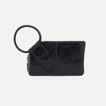HOBO Sable Wristlet In Polished Leather - Black