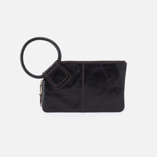 HOBO Sable Wristlet In Polished Leather - Black
