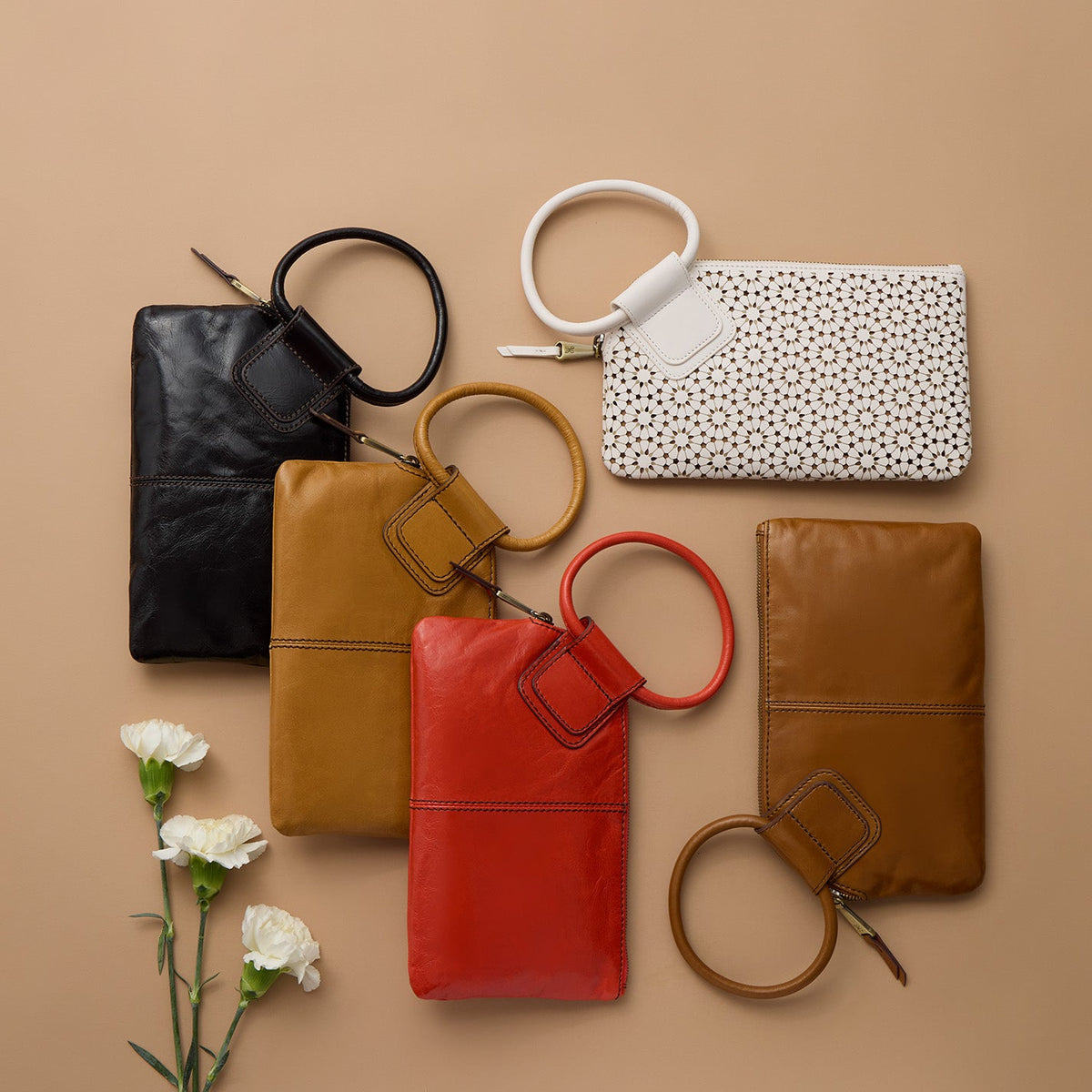 HOBO Sable Wristlet In Polished Leather - Black