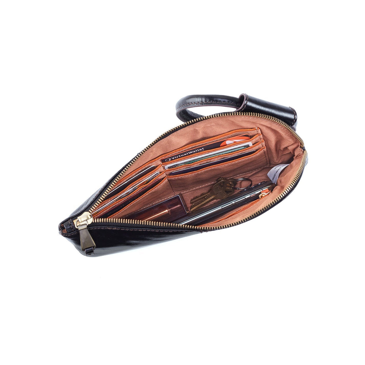 HOBO Sable Wristlet In Polished Leather - Black