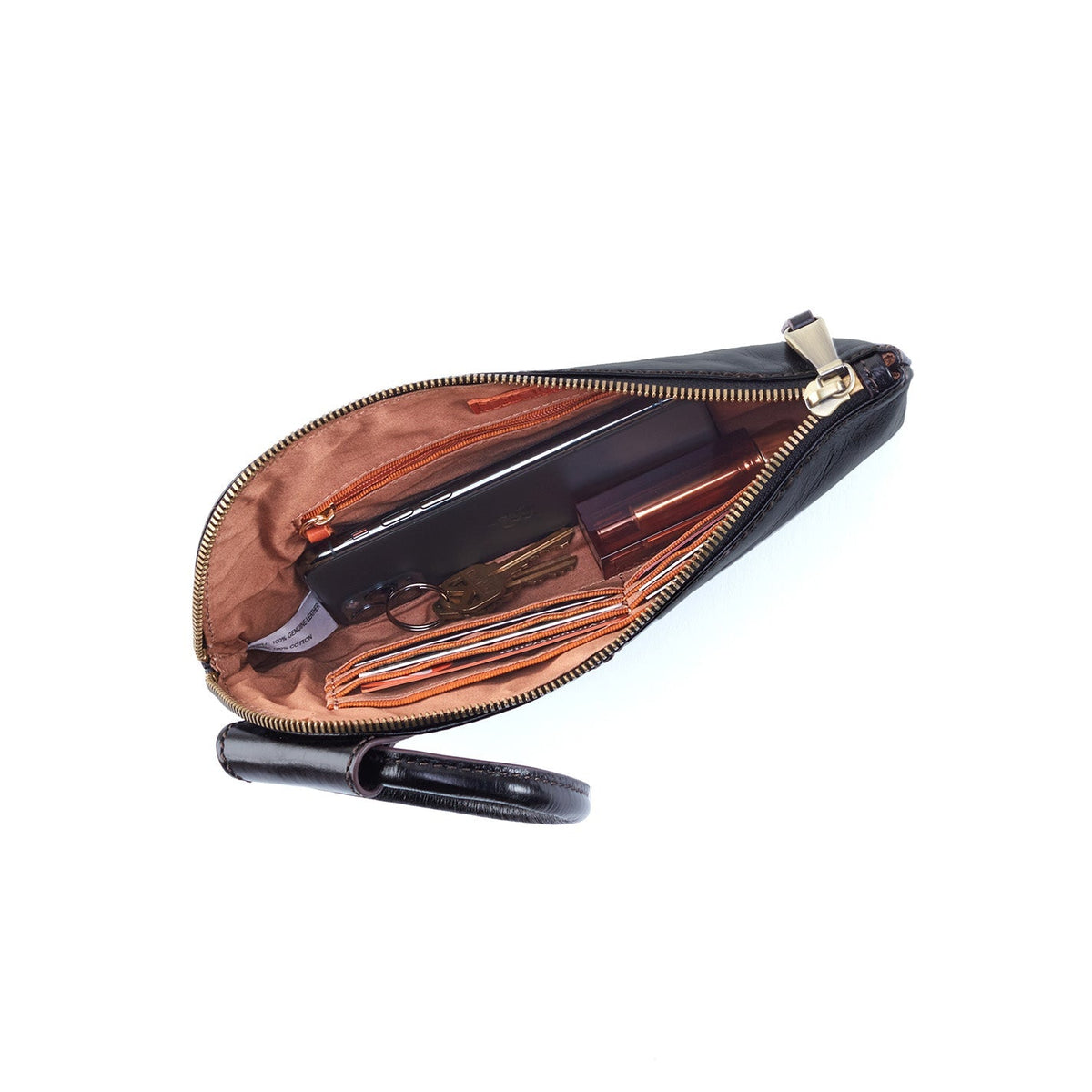 HOBO Sable Wristlet In Polished Leather - Black