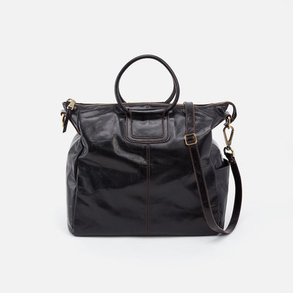 HOBO Sheila Large Satchel In Polished Leather - Black