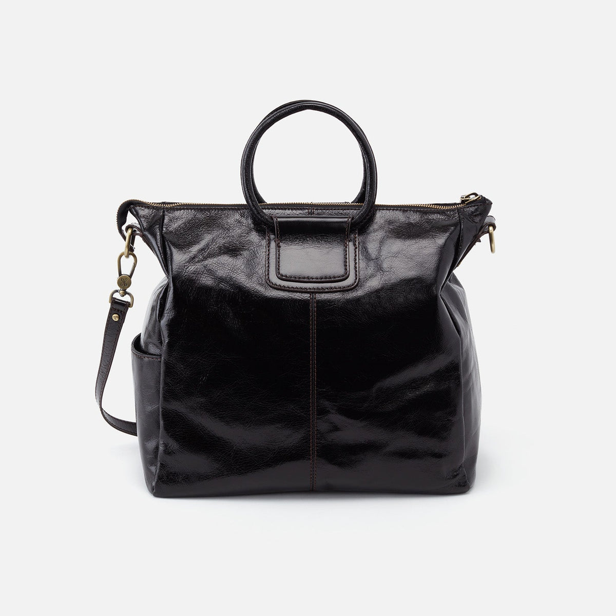 HOBO Sheila Large Satchel In Polished Leather - Black