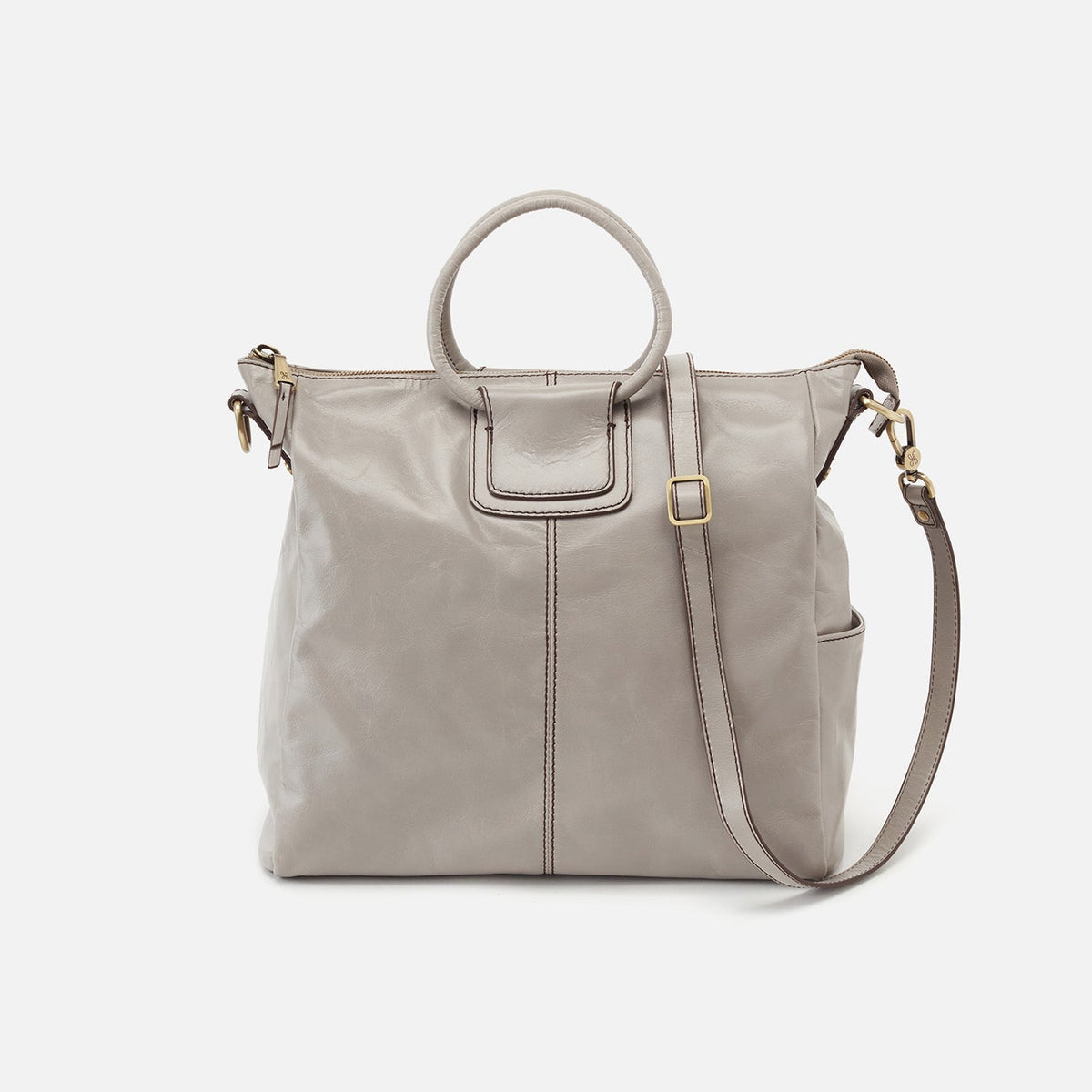 HOBO Sheila Large Satchel in Polished Leather - Driftwood