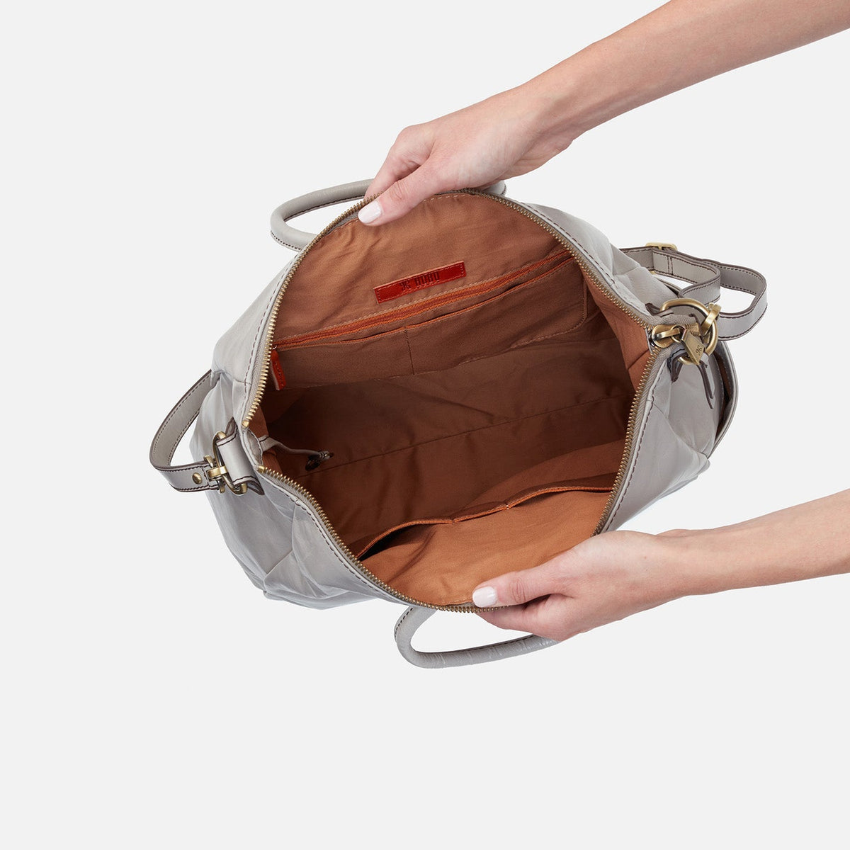 HOBO Sheila Large Satchel in Polished Leather - Driftwood