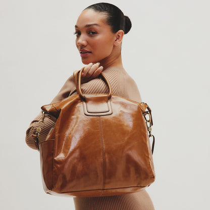 HOBO Sheila Large Satchel in Polished Leather - Truffle