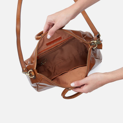 HOBO Sheila Medium Satchel In Polished Leather - Truffle