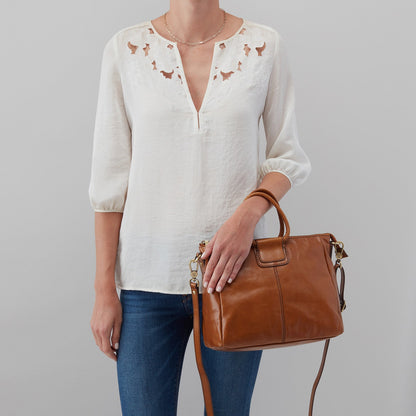 HOBO Sheila Medium Satchel In Polished Leather - Truffle